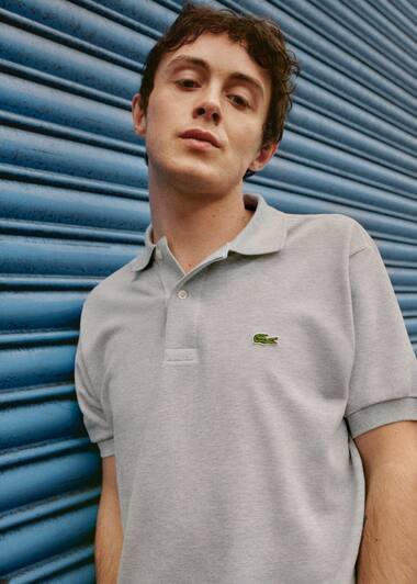 Polo gris chin&eacute; classic fit en coton petit piqu&eacute; pour homme