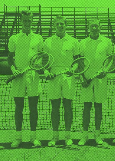 Bob Perry, Tony Trabert, Bill Talbert, Vic Seixas and Hamilton Richardson wear Lacoste polo shirts during the 1955 Davis Cup.