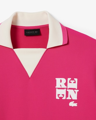 Übergroßes Polohemd Runway aus Satin mit Badge-Akzent