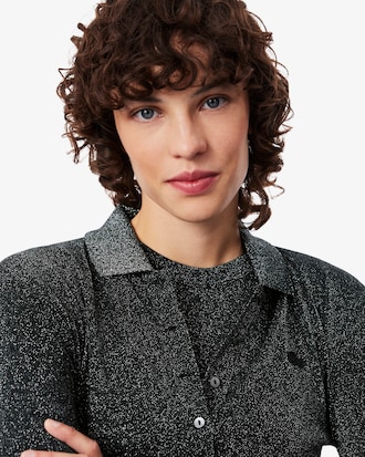 Slim Fit-Polohemd aus schimmerndem Jersey mit langen &Auml;rmeln