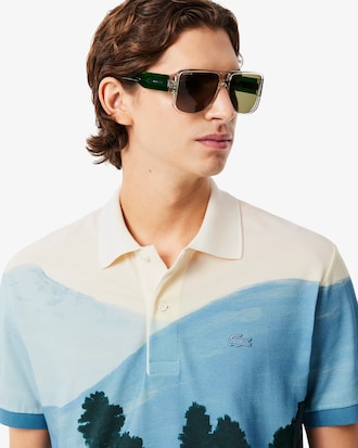 Classic Fit-Polohemd aus Mini-Piqué mit Print