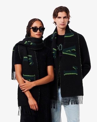 Schal aus Wolljacquard mit Branding