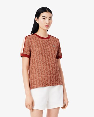 Slim Fit Jacquard-T-Shirt mit Monogramm