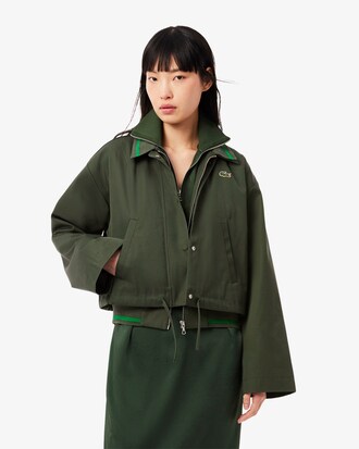 Oversized-Jacke aus Twill mit Logo-Polokragen