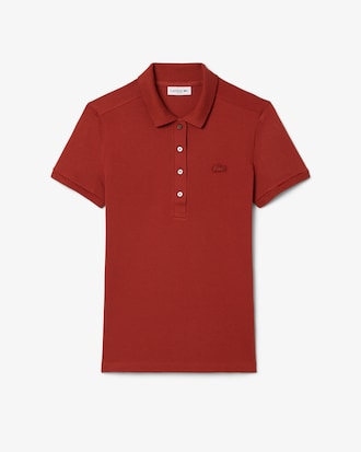 Slim Fit Damen LACOSTE Poloshirt aus Stretch-Baumwoll-Piqu&eacute;