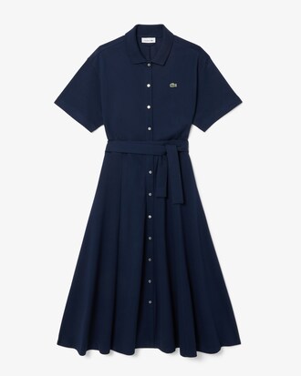 Flared-Polokleid aus Mini-Piqué