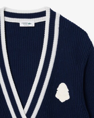 Golf-Cardigan aus Wollgemisch mit Badge-Akzent