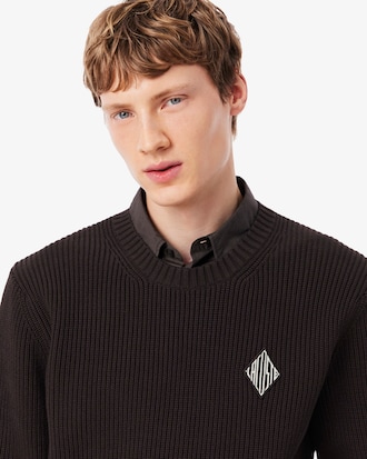 Pullover mit Perlrippstrick und Badge-Akzent