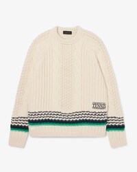 Runway Pullover aus strukturierter Wolle mit Stickerei