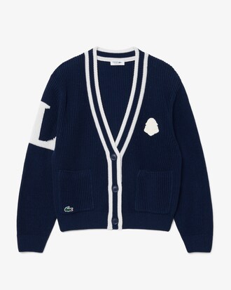 Golf-Cardigan aus Wollgemisch mit Badge-Akzent