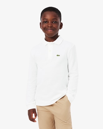 Polohemd aus Petit Piqu&eacute; mit langen &Auml;rmeln