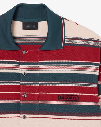 Runway Loose Fit Streifen-Piqu&eacute;-Polohemd