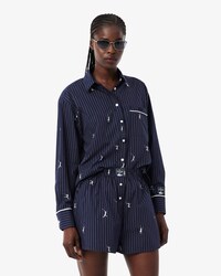 Oversized-Hemd mit Jacquard-Motiven