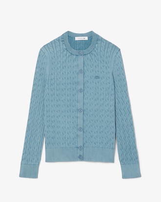 Cardigan mit Zopfmuster und verwaschenem Effekt