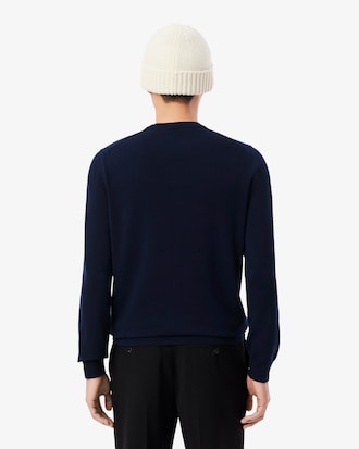 Einfarbiger Pullover aus Baumwolle mit Rundhalsausschnitt