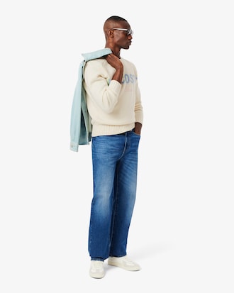 Karierter Pullover aus Tuchwolle mit Intarsienmuster