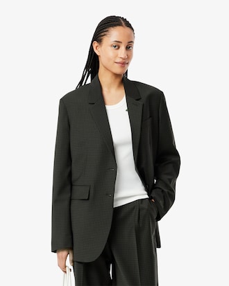 Karierter Blazer aus Wollmischgewebe