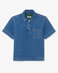 Oversized-Polohemd aus leichtem Denim