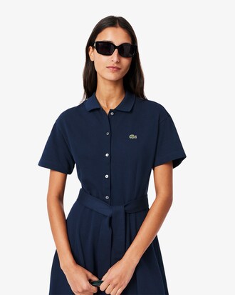 Flared-Polokleid aus Mini-Piqué