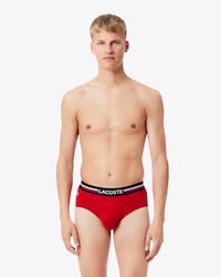 3er-Pack Slips aus einfarbiger Baumwolle mit Logo-Bund