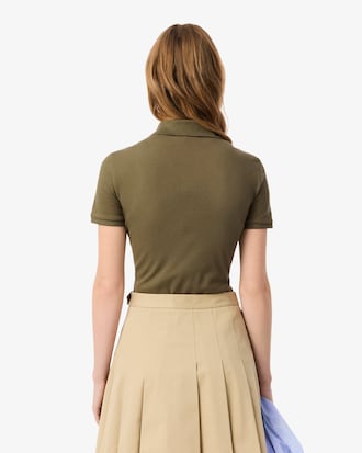 Slim Fit Damen LACOSTE Poloshirt aus Stretch-Baumwoll-Piqu&eacute;