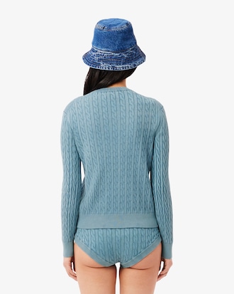 Cardigan mit Zopfmuster und verwaschenem Effekt