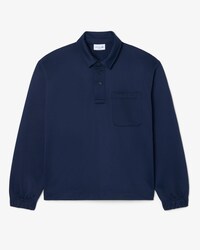 Besticktes Sweatshirt aus Fleece mit Polokragen