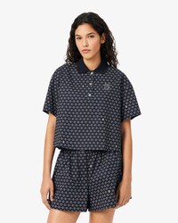 Oversized-Polohemd mit Tennis-Print