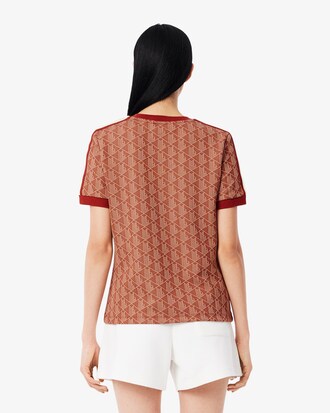 Slim Fit Jacquard-T-Shirt mit Monogramm