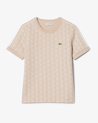 Slim Fit Jacquard-T-Shirt mit Monogramm