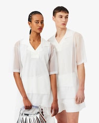 Loose Fit-Polohemd Runway mit durchscheinendem Strick