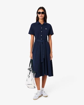 Flared-Polokleid aus Mini-Piqué