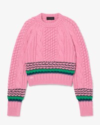 Runway gestreifter Wollpullover mit Struktur