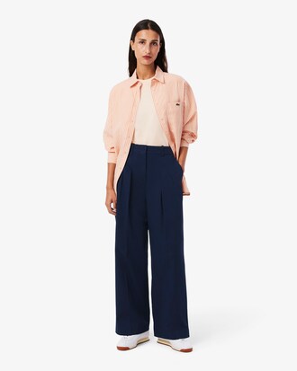 Weite Chinohose aus Stretch-Gabardine