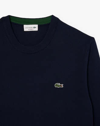 Einfarbiger Pullover aus Baumwolle mit Rundhalsausschnitt