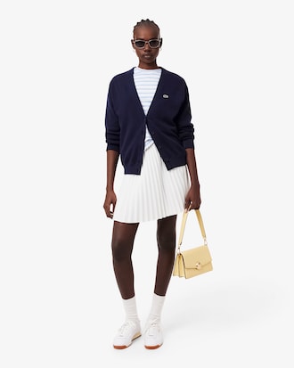 Cardigan aus Baumwolle mit Moosstrick und V-Ausschnitt