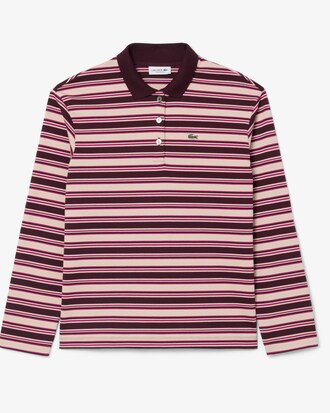 Oversized Striped Long Sleeved Polo Shirt