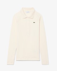 Slim Fit-Polohemd aus Rippstrick mit langen &Auml;rmeln