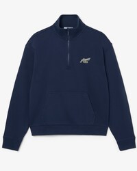 Fleece-Sweatshirt mit Badge, Rei&szlig;verschluss und hohem Kragen