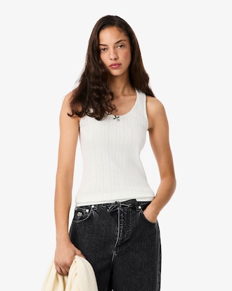 Slim Fit-Tanktop aus Pointelle-Spitze