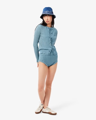 Cardigan mit Zopfmuster und verwaschenem Effekt