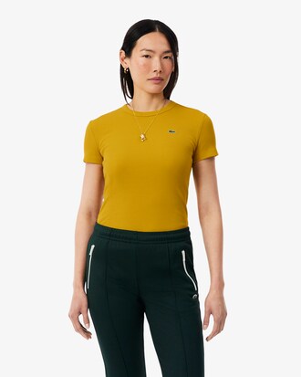 Slim Fit-T-Shirt aus gerippter Baumwolle