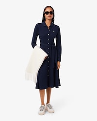 Polokleid aus Petit Piqué mit Gürtel