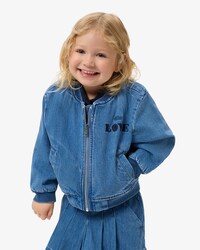 Gef&uuml;tterte Bomberjacke aus Denim mit Badge-Detail