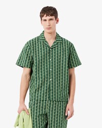Pyjamahemd aus Popeline mit Monogramm-Print