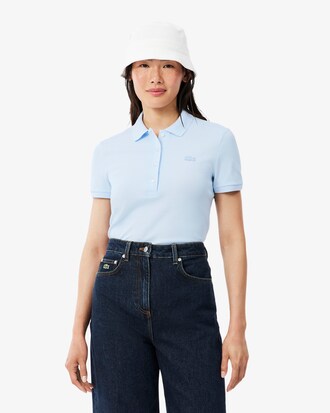 Slim Fit Damen LACOSTE Poloshirt aus Stretch-Baumwoll-Piqu&eacute;