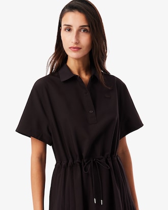 Polokleid mit Falten aus Wollmischgewebe