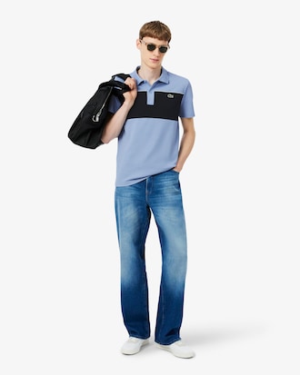 Regular Fit-Polohemd aus Piqu&eacute; mit Colorblock-Design