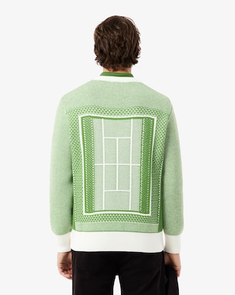 Pullover aus Jacquard mit Tennisplatz-Grafik