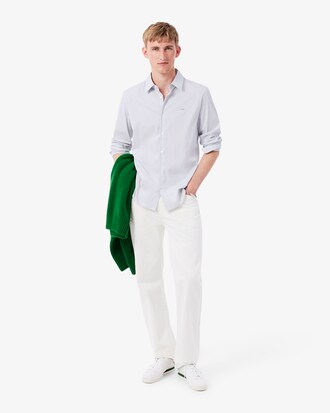 Slim Fit-Hemd aus gestreifter Stretch-Popeline